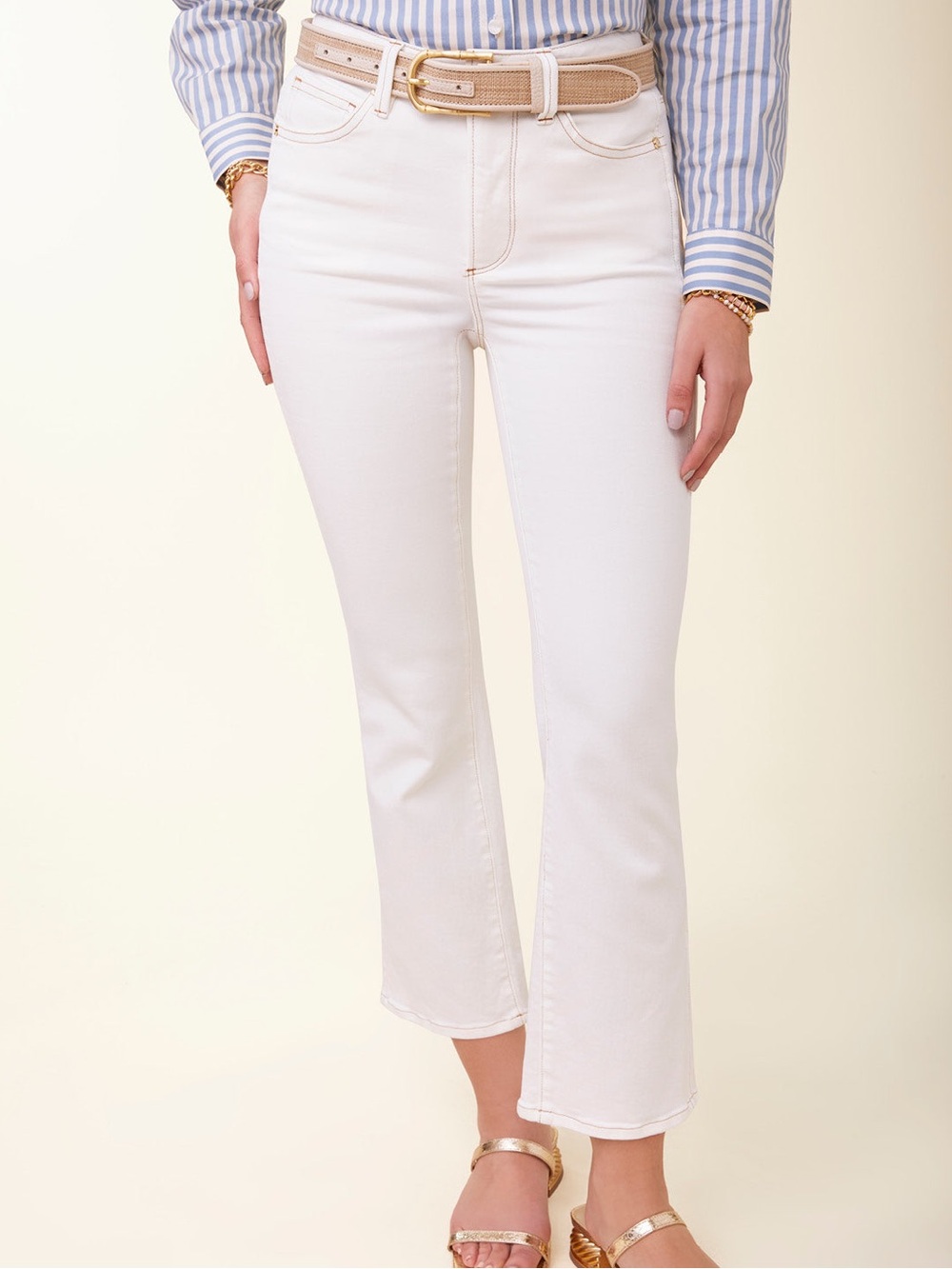 Spartina 449 Rowan Kick Flare Jeans in Pearl White 14